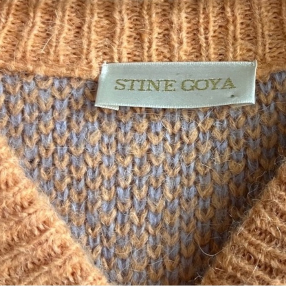 STINE GOYA Designer Check Cardigan Scandinavian Knit Orange Purple Size M - Picture 10 of 10